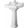 Hudson Reed Carlton Lavabo Su Colonna Per Bagni - Design Tradizionale Su Piedistallo - Lavandino In Ceramica Bianca - 1 X Foro Per La Rubinetteria - 905 X 595mm