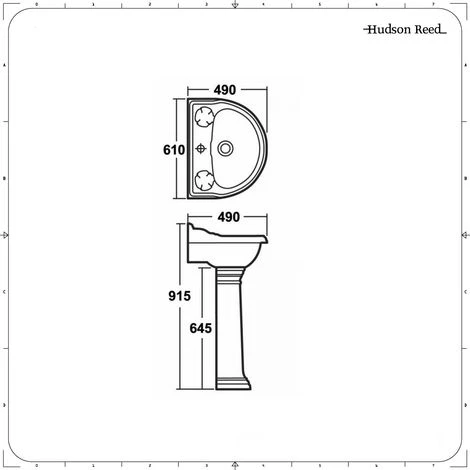 Hudson Reed Lavabo Su Colonna Per Bagni - Design Tradizionale Su Piedistallo - Lavandino In Ceramica Bianca - 1 X Foro Per La Rubinetteria - 915 X 610mm - immagine 2