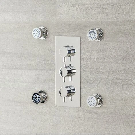 Hudson Reed Como Kit Doccia Con 4 X Idrogetti Rotondi - Ottone Solido Cromato - Ø53 X 63mm - immagine 3