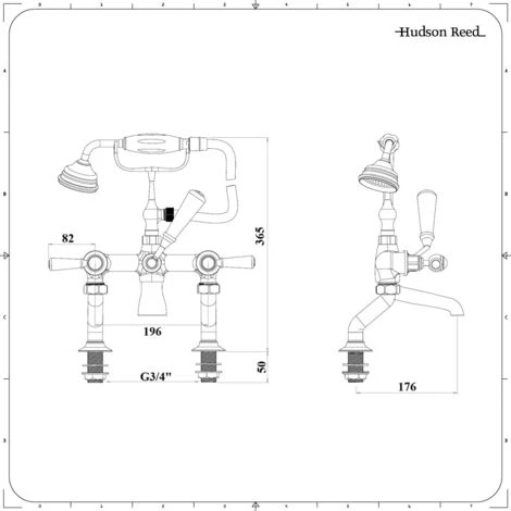 Hudson Reed Elizabeth Rubinetto Miscelatore Tradizionale Per Bordo Vasca - Design A Leva Vittoriano In Ottone Solido - Finitura Cromata Con Ceramica Bianca - 365 X 196 X 176mm - immagine 5
