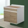 Mobile Lavatoio Sospeso 60 Cm Rovere Completo Di Vasca E Asse Lavapanni