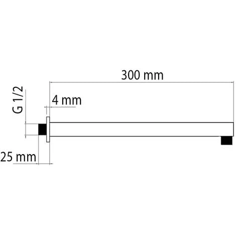Braccio Doccia Quadrato Moderno E Di Design 30 Cm In Acciaio Cromato - immagine 2