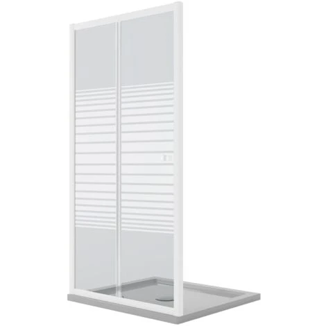 Porta Doccia Bianco Vetro Serigrafato H 185 Mod. Blanc 100 Cm - immagine 2