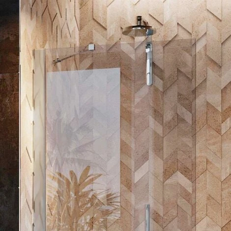 Parete Doccia Vetro Trasparente Con Trattamento Anticalcare H 190 Mod. Walk In Flip 17 Cm - immagine 5