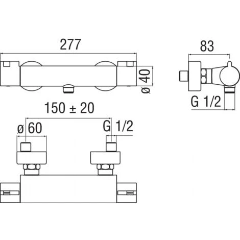Miscelatore Termostatico Esterno Nobili Per Doccia Cromato AB87030CR - immagine 2