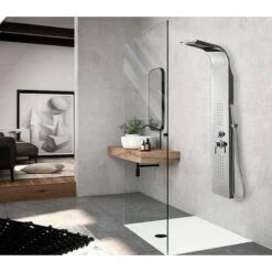 Pannello Doccia Idromassaggio In Acciaio Inox Cromato Con Doccetta