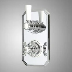 Hudson Reed Elizabeth Miscelatore Doccia A 2 Vie - Design Tradizionale Ad Incasso - Ottone Solido Cromato E Bianco - 210 X 120mm