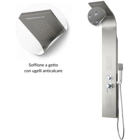Colonna Doccia 001 4 Funzioni Acciaio Inox Getto A Cascata 2 Bocchette Idro Lombari L20xp44xh140 Finitura- Spazzolato - Confezione 1 - immagine 3
