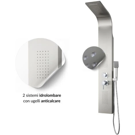 Colonna Doccia 001 4 Funzioni Acciaio Inox Getto A Cascata 2 Bocchette Idro Lombari L20xp44xh140 Finitura- Spazzolato - Confezione 1 - immagine 4