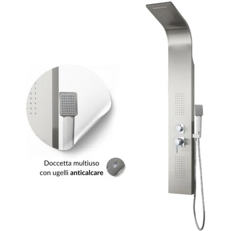 Colonna Doccia 001 4 Funzioni Acciaio Inox Getto A Cascata 2 Bocchette Idro Lombari L20xp44xh140 Finitura- Spazzolato - Confezione 1 - immagine 5