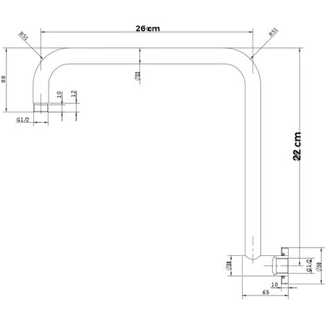 Braccio Doccia Ottone Cromato Prolunga Soffione Doccia Bagno Fisso Attacco Standard - immagine 2
