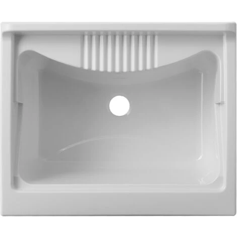 MOBILE LAVATOIO 2 ANTE LEGNO X INTERNO 60x45 (H.85) C/VASCA RESINA E ASSE RESINA - COL: BIANCO - immagine 2