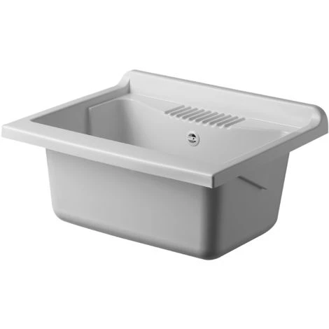 MOBILE LAVATOIO 2 ANTE LEGNO X INTERNO 60x45 (H.85) C/VASCA RESINA E ASSE RESINA - COL: BIANCO - immagine 3