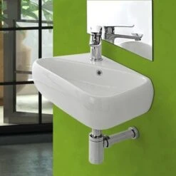 Lavabo Sospeso In Ceramica 45 X 27,5 Cm Bianco Lucido Destro