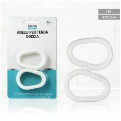 ANELLI X TENDE DOCCIA E VASCA SET 8 PZ. CM.4X6,5 BIANCO