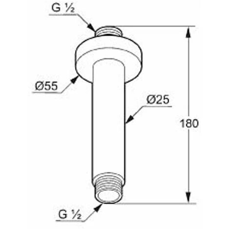 Kludi A-Qa - Braccio Doccia A Soffitto 150 Mm, Cromato 6651505-00 - immagine 2