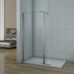 Parete Doccia Walk-in 50cm Munito Di Paretina Mobile 40cm Con Barra Stabilizzatrice 70-120cm Vetro 8mm Temperato Trasparente Anticalcare 90x200cm
