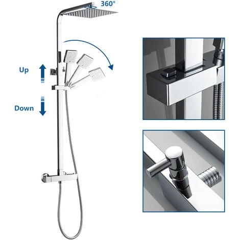 Colonna Doccia Con Miscelatore Termostatico In Acciao Inox Con 25cm Soffione A Pioggia E Doccetta Sistema Doccia Antiscottatura Con Ugelli Anticalcare - immagine 4