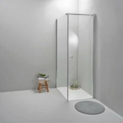 BOX DOCCIA ELITE ANGOLARE 100x80 CM PORTA BATTENTE CON LATO FISSO TRASPARENTE