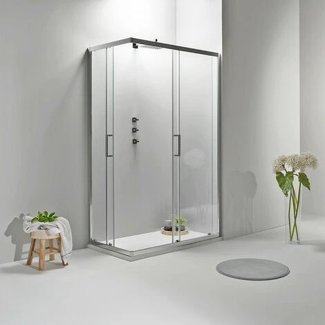 BOX DOCCIA ELITE ANGOLARE 80x100 CM SCORREVOLE TRASPARENTE - immagine 4