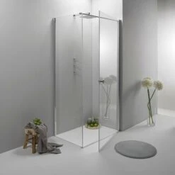 BOX DOCCIA ELITE ANGOLARE 80x80 CM PORTA BATTENTE CON LATO FISSO TRASPARENTE