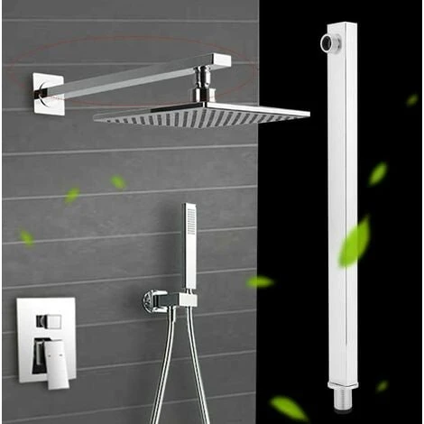 Braccio Per Soffione Doccia Quadrato In Ottone Cromato Completo Di Rosone - 35CM - immagine 3