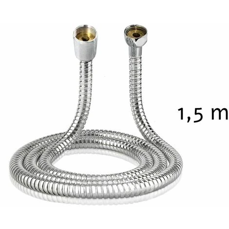Tubo Flessibile Doccia 1,5 M Metallo Cromato Attacco Universale Bagno