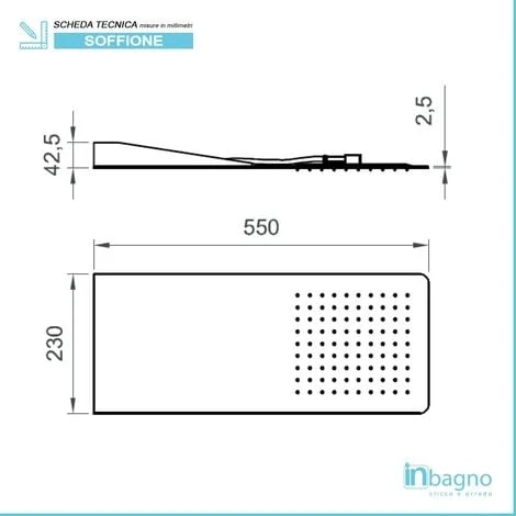 Soffione A Sbalzo 50 X 23 Cm Effetto Pioggia In Acciaio Inox Cromo - immagine 2