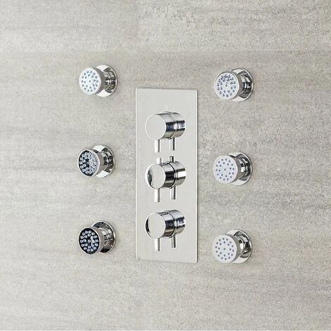 Hudson Reed Como Kit Doccia Con 6 X Idrogetti Rotondi - Ottone Solido Cromato - Ø53 X 63mm - immagine 2