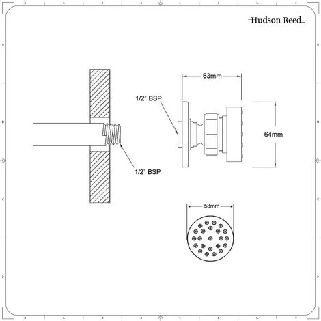 Hudson Reed Como Kit Doccia Con 6 X Idrogetti Rotondi - Ottone Solido Cromato - Ø53 X 63mm - immagine 3