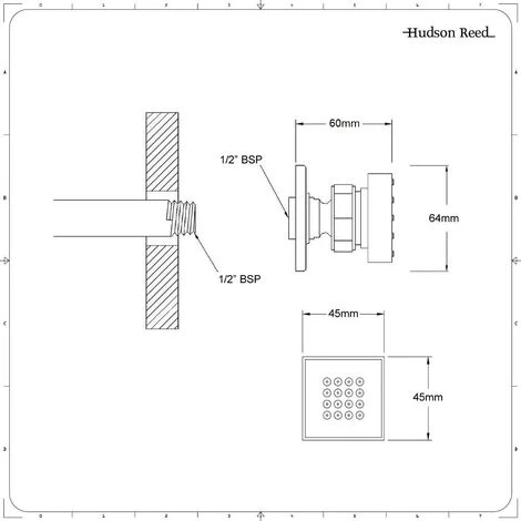 Hudson Reed Kubix Kit Doccia Con 1 X Idrogetto Quadrato - Ottone Solido Cromato - 45 X 45 X 60mm - immagine 3