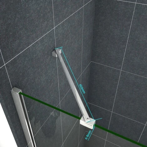 Barra Stabilizzatrice Cromo Lucido Da 45 Cm Installabile Angolarmente Con Due Teste Girevoli Per Box Doccia Walk In Parete Fissa Vetro Da 6-8 Mm