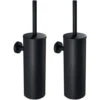 Portascopino WC Bagno In Acciaio Inox A Parete 2pcs Nero Scopino Per WC E Supporto Con Coperchio+manico+spazzola Di Pulizia A 360º Splashproof Anti-odore Set Di Spazzole Per WC A Muro