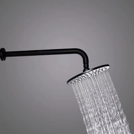 Gruppo Doccia Termostatico A Parete Con Doccetta Finitura Nera Supporto A Muro Da 200 Mm - immagine 4