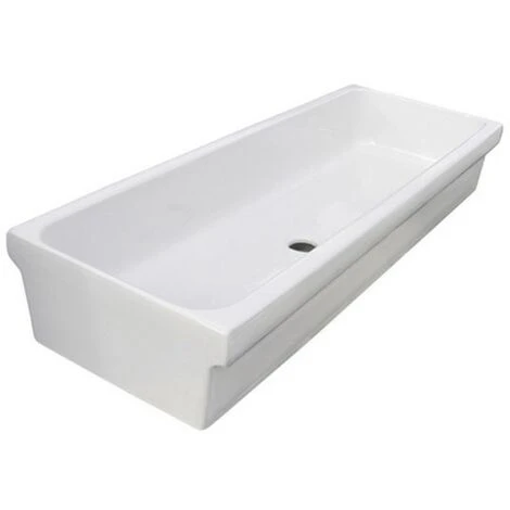 Lavabo A Canale 120x45xh20 Cm In Ceramica Galassia Ninive Bianco