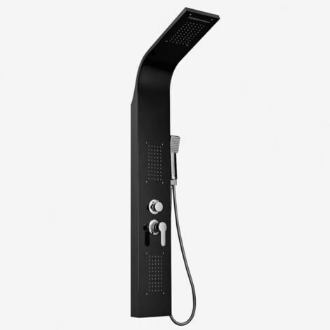 Pannello Colonna Doccia In Acciaio Con Miscelatore Idromassaggio Cascata Doccino Monticelli Colore: Nero - immagine 2