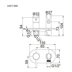Ibergrif M22010 - Set Doccetta Bidet Incasso Per WC Con Supporto E Flessibile, Acqua Calda E Fredda, Cromo, Argento