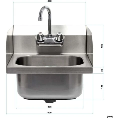 XPOtool Lavello Professionale Quadrato Acciaio Inox Lavamani Per Ristorante Bar - immagine 2