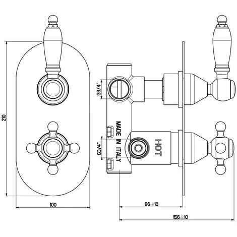 Kit Doccia Termostatico In Colore Cromo Gattoni Orta KT105/27C0.OLD Cromo - immagine 2