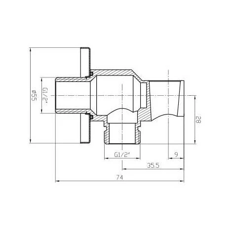 Presa Acqua Con Supporto Per Doccetta In Ottone Cromo Design Tondo - immagine 2