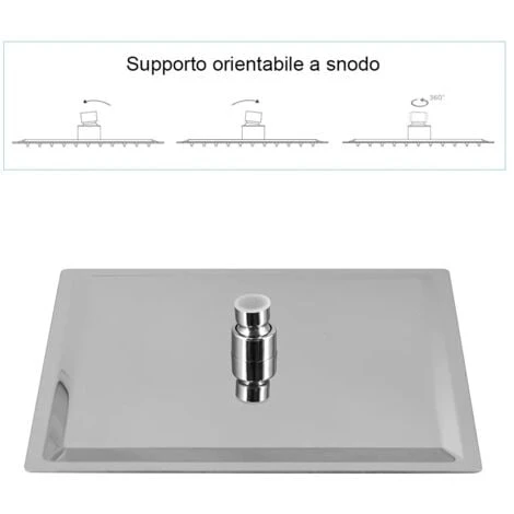 Soffione Doccia Slim Quadrato 30x30 Cm In Acciaio Cromato - immagine 2