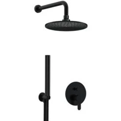 Set Doccia Minimal Completo A Incasso Nero Opaco - Serie Winner 20 Cm