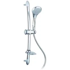 Saliscendi Per Box Doccia Asta Con Doccetta Acciaio E Abs 5 Getti Mod. Saturn