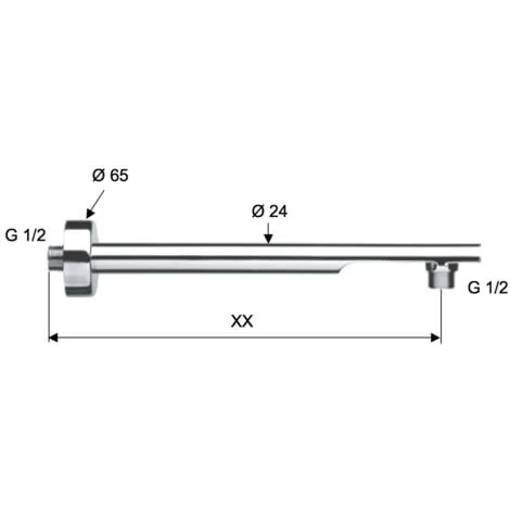 Braccio Doccia Minimal In Ottone Cromato 20 Cm - immagine 2