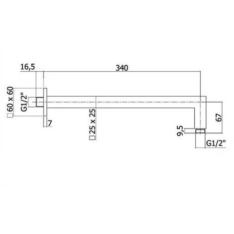 Braccio Doccia Quadrato Da 35 Cm Paffoni Level Ottone Cromato Lucido - immagine 2