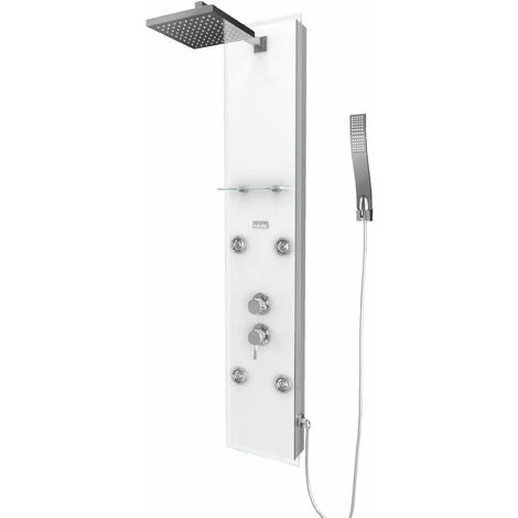 Hyrdomassage Doccia Colonna - 22x125cm - Vetro Temprato + Idromassante - Epsilon Bianco - immagine 3
