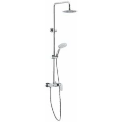 Colonna Doccia AMARCORD Con Miscelatore Meccanico, Soffione Tondo E Doccia Tonda A 3 Getti Anticalcare | Con-soffione-o-200-mm-h-2-mm | Ottone-cromato