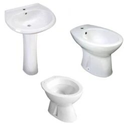 SERIE SANITARI IDRO A TERRA FORMATA DA LAVABO, COLONNA, BIDET E VASO