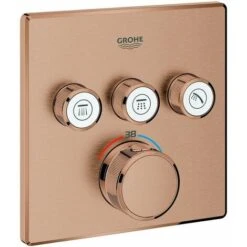 Termostato GROHTHERM SMARTCONTROL Angolare, 3 Valvole Di Intercettazione Caldo Tramonto Spazzolato GROHE
