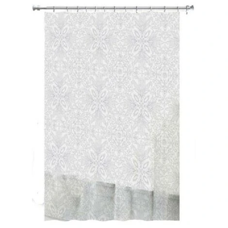 Trade Shop - Tenda Doccia Vasca Bianca Impermeabile Pvc 240 X 200cm Decorata Con Foglie 69514 - immagine 2